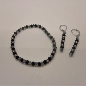 Black & Clear Iridescent Bracelet & Earring Set